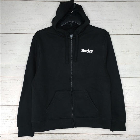 Hurley Rise & Jam Black Fleeced Lined Zip Up Hoodie NWT Size Medium - Picture 2 of 6